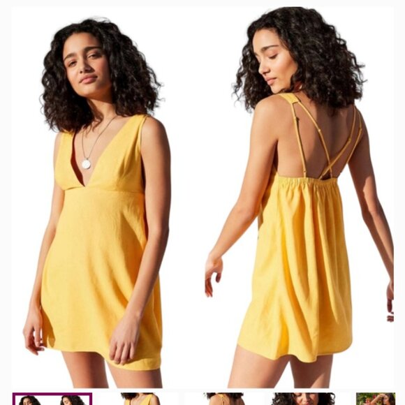 Urban Outfitters Dresses & Skirts - Urban Outfitters Breezy Plunging Linen Mini Dress